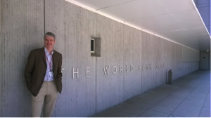 Nick Horslen stands outside the World Bank Head Quarters in Washington. 