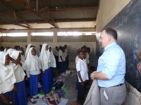 Mark Williams MP at a school in Tanzania as part of a delegation RESULTS organised in November 2013