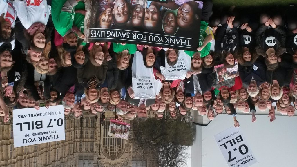 Campaigners and politicians celebrate outside Parliament after yesterday’s ‘Third Reading’ of the Bill in the House of Lords.