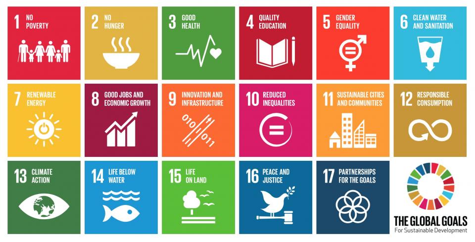 Graphic depicting all 17 of the SDGS