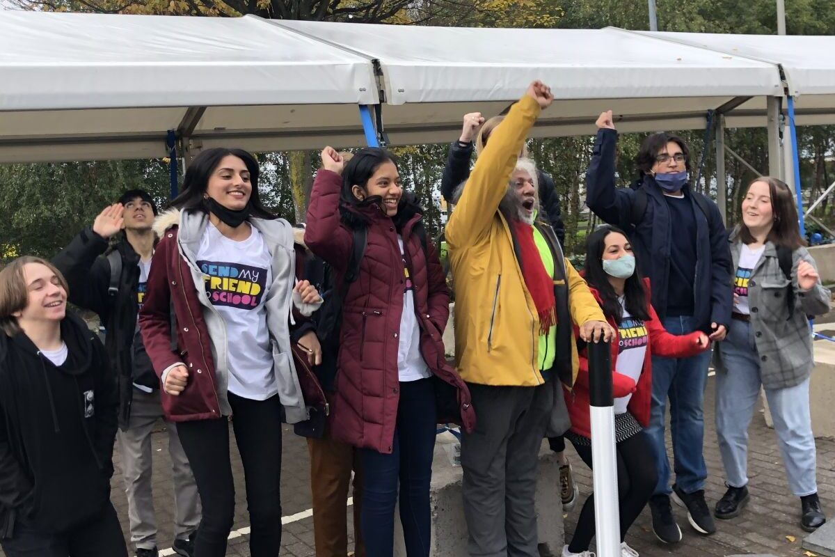 Image: Send my Friend to School Campaign Champions meet climate justice activist Push Krishnamurthy at COP26, Glasgow 2021.